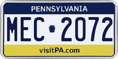 PA license plate MEC2072