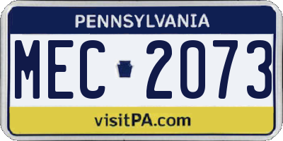 PA license plate MEC2073
