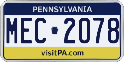 PA license plate MEC2078