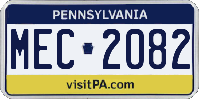 PA license plate MEC2082