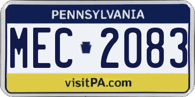 PA license plate MEC2083