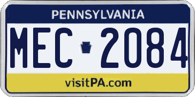 PA license plate MEC2084