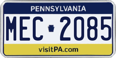 PA license plate MEC2085