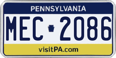 PA license plate MEC2086