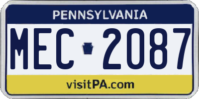 PA license plate MEC2087