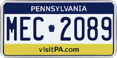 PA license plate MEC2089