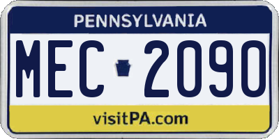 PA license plate MEC2090