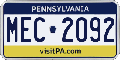 PA license plate MEC2092