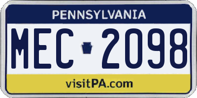 PA license plate MEC2098
