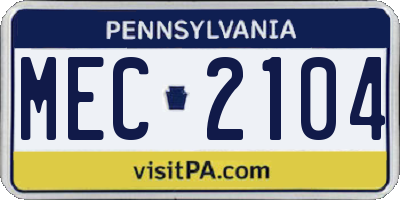 PA license plate MEC2104