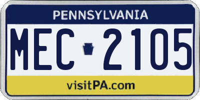 PA license plate MEC2105