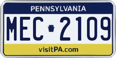 PA license plate MEC2109