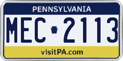 PA license plate MEC2113