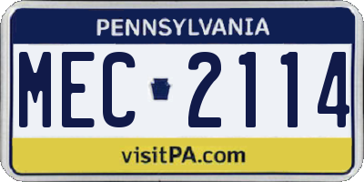PA license plate MEC2114