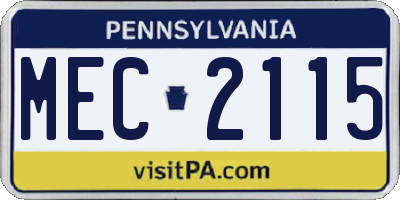 PA license plate MEC2115