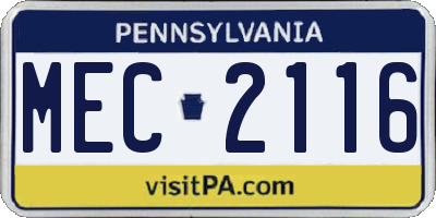 PA license plate MEC2116