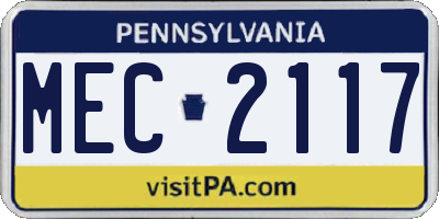PA license plate MEC2117