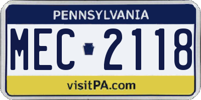 PA license plate MEC2118