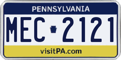 PA license plate MEC2121