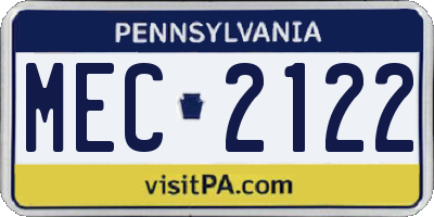 PA license plate MEC2122
