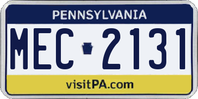 PA license plate MEC2131