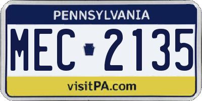 PA license plate MEC2135