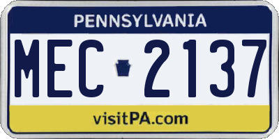 PA license plate MEC2137