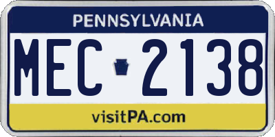 PA license plate MEC2138