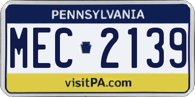 PA license plate MEC2139