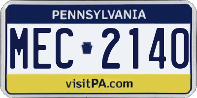 PA license plate MEC2140
