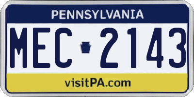 PA license plate MEC2143