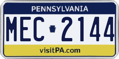 PA license plate MEC2144