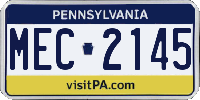 PA license plate MEC2145