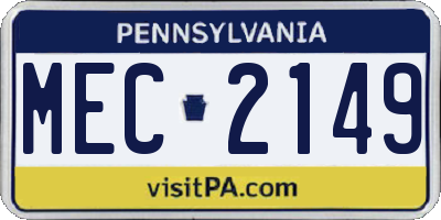 PA license plate MEC2149