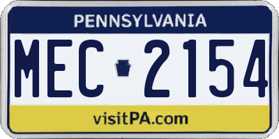PA license plate MEC2154