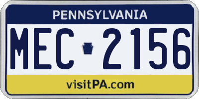 PA license plate MEC2156