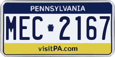 PA license plate MEC2167