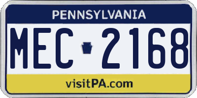 PA license plate MEC2168