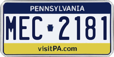 PA license plate MEC2181