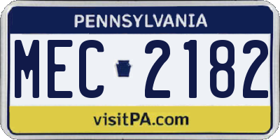 PA license plate MEC2182