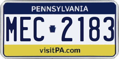 PA license plate MEC2183