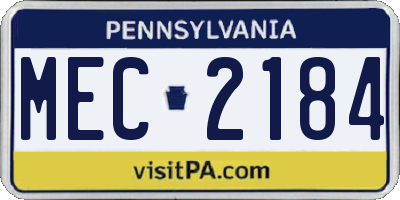 PA license plate MEC2184