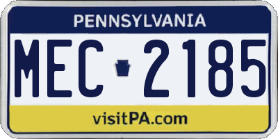 PA license plate MEC2185