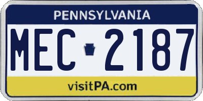 PA license plate MEC2187