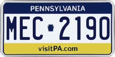 PA license plate MEC2190