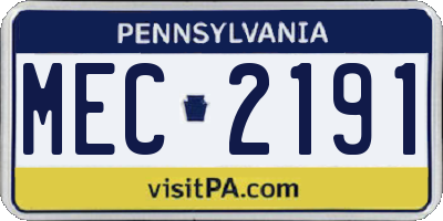 PA license plate MEC2191