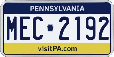 PA license plate MEC2192