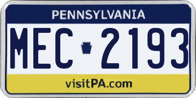 PA license plate MEC2193