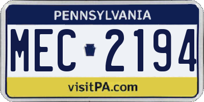 PA license plate MEC2194