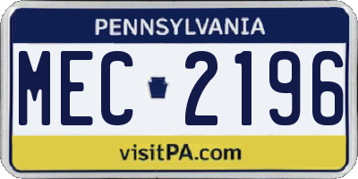PA license plate MEC2196